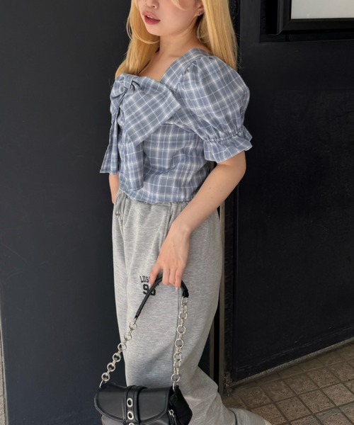 Another Branch olive des olive(アナザーブランチオリーブデオリーブ)の「BIGリボンブラウス(シャツ/ブラウス・レディース・その他11/サックスブルー/ドット/ネイビー・FREE)」の10枚目の写真