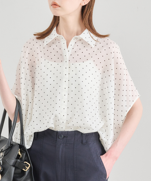 U by SPICK&SPAN(ユーバイスピックアンドスパン)の「《WEB限定 / 追加》襟つきドットブラウス(シャツ/ブラウス・レディース・ブラック・FREE)」の15枚目の写真