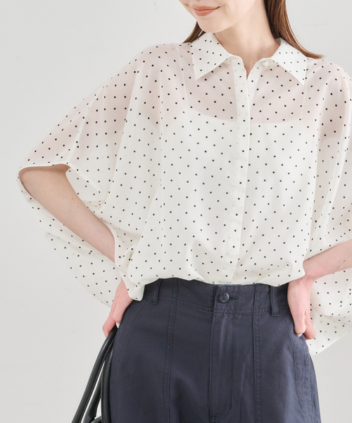 U by SPICK&SPAN(ユーバイスピックアンドスパン)の「《WEB限定 / 追加》襟つきドットブラウス(シャツ/ブラウス・レディース・ブラック・FREE)」の18枚目の写真