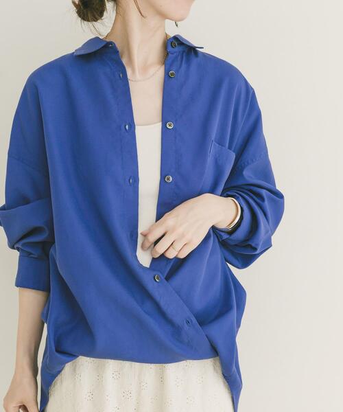 ITEMS URBANRESEARCH(アイテムズ アーバンリサーチ)の「REFINED LINEN 2WAYシャツ(シャツ/ブラウス・レディース・ブラウン/ブルー/オフホワイト・FREE)」の3枚目の写真