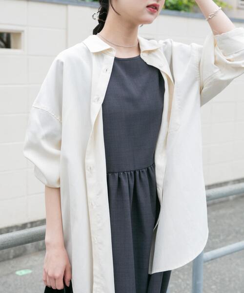 ITEMS URBANRESEARCH(アイテムズ アーバンリサーチ)の「REFINED LINEN 2WAYシャツ(シャツ/ブラウス・レディース・ブラウン/ブルー/オフホワイト・FREE)」の4枚目の写真