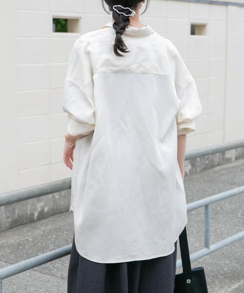 ITEMS URBANRESEARCH(アイテムズ アーバンリサーチ)の「REFINED LINEN 2WAYシャツ(シャツ/ブラウス・レディース・ブラウン/ブルー/オフホワイト・FREE)」の6枚目の写真