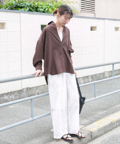 ITEMS URBANRESEARCH(アイテムズ アーバンリサーチ)の「REFINED LINEN 2WAYシャツ(シャツ/ブラウス・レディース・ブラウン/ブルー/オフホワイト・FREE)」の14枚目の写真