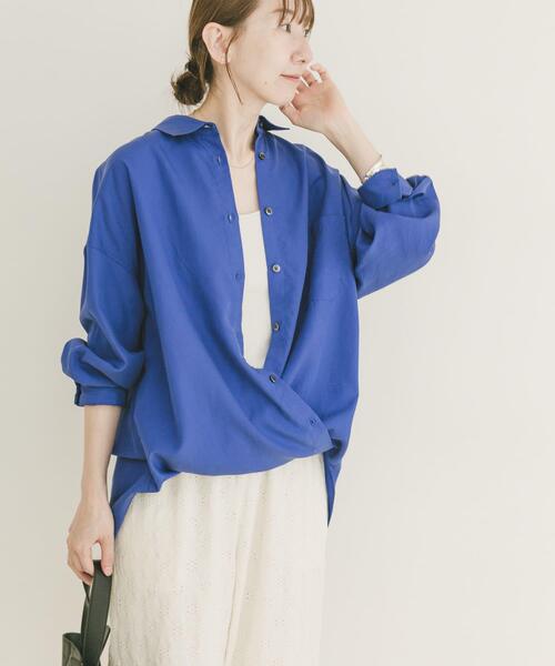 ITEMS URBANRESEARCH(アイテムズ アーバンリサーチ)の「REFINED LINEN 2WAYシャツ(シャツ/ブラウス・レディース・ブラウン/ブルー/オフホワイト・FREE)」の20枚目の写真