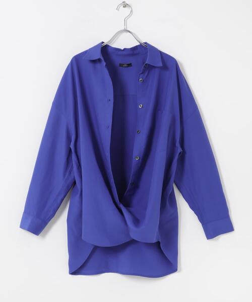 ITEMS URBANRESEARCH(アイテムズ アーバンリサーチ)の「REFINED LINEN 2WAYシャツ(シャツ/ブラウス・レディース・ブラウン/ブルー/オフホワイト・FREE)」の4枚目の写真