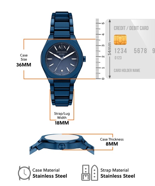 ARMANI EXCHANGE（アルマーニエクスチェンジ）の「アルマーニ・エクスチェンジ 腕時計 レディース アナログ ステンレス AX6032（アナログ腕時計・レディース・ブルー・FREE）」の5枚目の写真