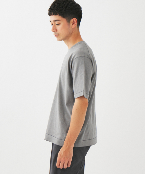EDIFICE(エディフィス)の「マイクロ ボーダー ニット Tシャツ(ニット/セーター・メンズ・ライトグレー/ブラック・SMALL/MEDIUM/LARGE)」の5枚目の写真