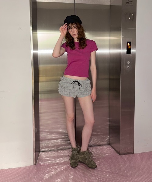 SHAGGIE(シャギー)の「コンパクトカラータイトTシャツ(Tシャツ/カットソー・レディース・ピンク/ブルー/マスタード・FREE)」の19枚目の写真