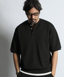 「AIR FLEX」HEAVY KANOKO RELAX FIT HENLEY-NECK TEE :セットアップ対応 機能素材「エアフレックス」鹿の子Tシャツ