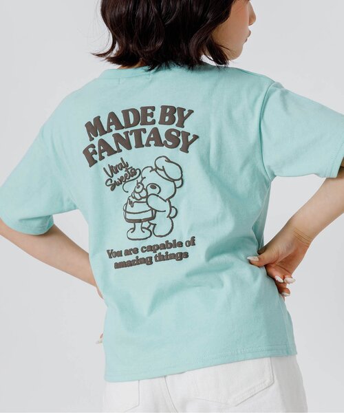algy（アルジー）の「バックベアイラスト半袖Tシャツ（Tシャツ/カットソー・キッズ・ミント/チャコール/オフホワイト・150/140/130/160）」の3枚目の写真
