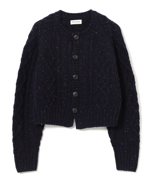 BEAMS BOY(ビームスボーイ)の「カラーネップ アラン カーディガン(ニット/セーター・レディース・レッド/ブラウン/ネイビー・ONE SIZE)」の2枚目の写真