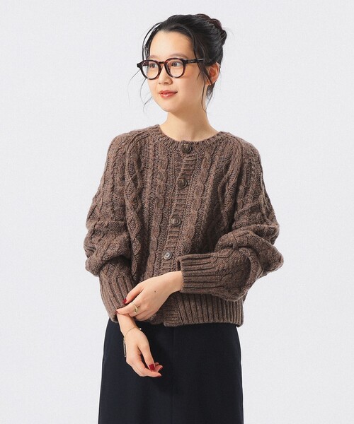BEAMS BOY(ビームスボーイ)の「カラーネップ アラン カーディガン(ニット/セーター・レディース・レッド/ブラウン/ネイビー・ONE SIZE)」の1枚目の写真