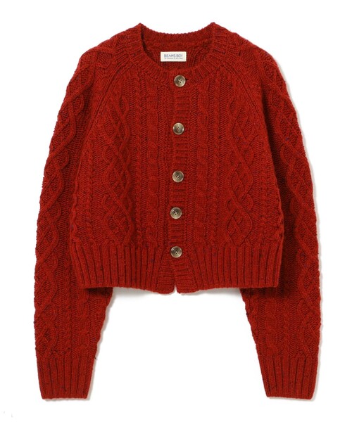 BEAMS BOY(ビームスボーイ)の「カラーネップ アラン カーディガン(ニット/セーター・レディース・レッド/ブラウン/ネイビー・ONE SIZE)」の3枚目の写真