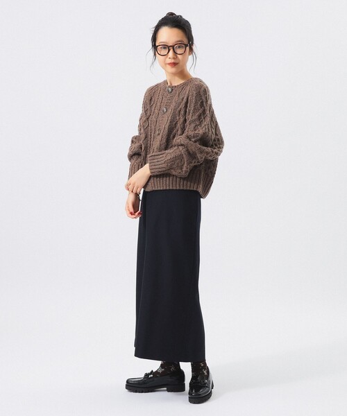 BEAMS BOY(ビームスボーイ)の「カラーネップ アラン カーディガン(ニット/セーター・レディース・レッド/ブラウン/ネイビー・ONE SIZE)」の4枚目の写真