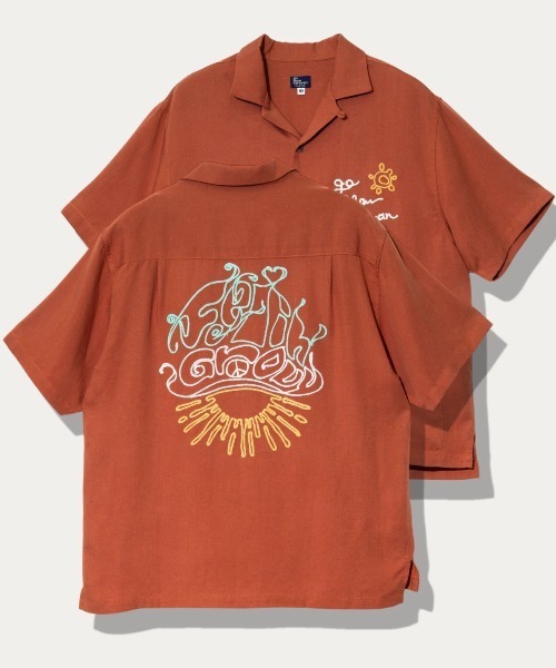 Chen刺繍 S/S Open Shirt — рубашка с коротким рукавом и вышивкой