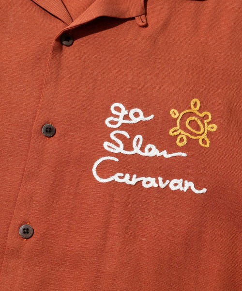 go slow caravan(ゴースローキャラバン)の「チェーン刺繍 S/Sオープンシャツ(シャツ/ブラウス・メンズ・ブルー系その他/コーラルピンク/ダークブラウン・MEDIUM/LARGE/X-LARGE)」の5枚目の写真