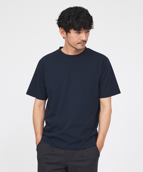 ABAHOUSE GRAY（アバハウスグレイ）の「【SMART CLOSET】シルケット天竺 クルーネック 半袖Tシャツ / 接触冷感 / 遮熱（Tシャツ/カットソー・メンズ・ネイビー/ブラック/ホワイト/グレイッシュベージュ/グリーン・44/46/48/50）」の5枚目の写真