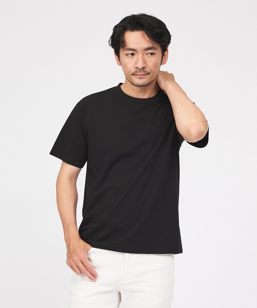 ABAHOUSE GRAY（アバハウスグレイ）の「【SMART CLOSET】シルケット天竺 クルーネック 半袖Tシャツ / 接触冷感 / 遮熱（Tシャツ/カットソー・メンズ・ネイビー/ブラック/ホワイト/グレイッシュベージュ/グリーン・44/46/48/50）」の2枚目の写真