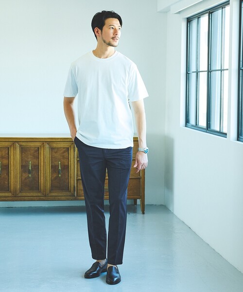 ABAHOUSE GRAY（アバハウスグレイ）の「【SMART CLOSET】シルケット天竺 クルーネック 半袖Tシャツ / 接触冷感 / 遮熱（Tシャツ/カットソー・メンズ・ネイビー/ブラック/ホワイト/グレイッシュベージュ/グリーン・44/46/48/50）」の6枚目の写真