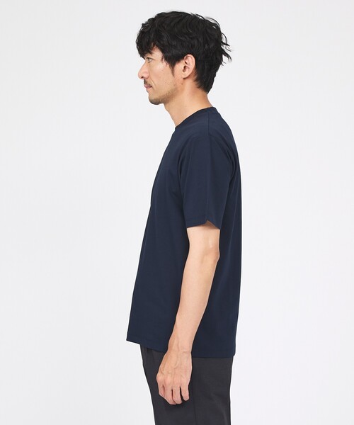 ABAHOUSE GRAY（アバハウスグレイ）の「【SMART CLOSET】シルケット天竺 クルーネック 半袖Tシャツ / 接触冷感 / 遮熱（Tシャツ/カットソー・メンズ・ネイビー/ブラック/ホワイト/グレイッシュベージュ/グリーン・44/46/48/50）」の7枚目の写真