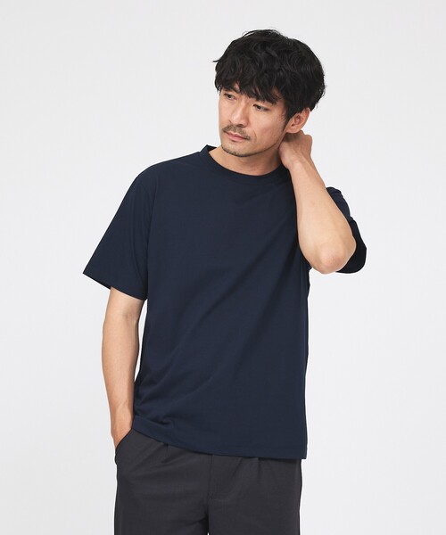 ABAHOUSE GRAY（アバハウスグレイ）の「【SMART CLOSET】シルケット天竺 クルーネック 半袖Tシャツ / 接触冷感 / 遮熱（Tシャツ/カットソー・メンズ・ネイビー/ブラック/ホワイト/グレイッシュベージュ/グリーン・44/46/48/50）」の13枚目の写真