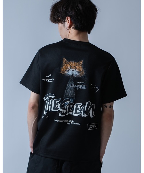 Crownor（クラウノアー）の「丸眼鏡キャットグラフィック 半袖Tシャツ（Tシャツ/カットソー・メンズ・ホワイト/ピンク/ブラック・LARGE/MEDIUM）」の3枚目の写真