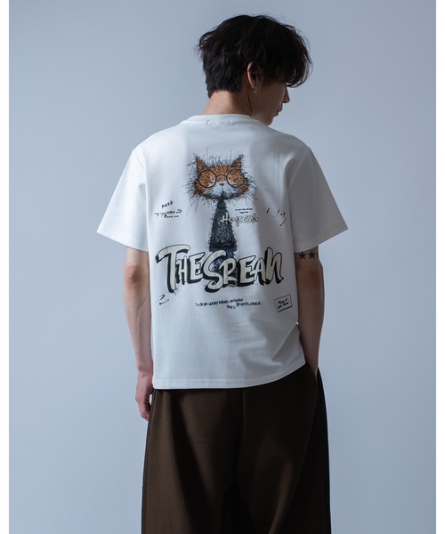 Crownor（クラウノアー）の「丸眼鏡キャットグラフィック 半袖Tシャツ（Tシャツ/カットソー・メンズ・ホワイト/ピンク/ブラック・LARGE/MEDIUM）」の7枚目の写真