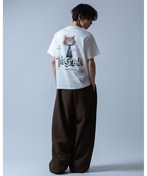 Crownor（クラウノアー）の「丸眼鏡キャットグラフィック 半袖Tシャツ（Tシャツ/カットソー・メンズ・ホワイト/ピンク/ブラック・LARGE/MEDIUM）」の8枚目の写真