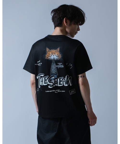 Crownor（クラウノアー）の「丸眼鏡キャットグラフィック 半袖Tシャツ（Tシャツ/カットソー・メンズ・ホワイト/ピンク/ブラック・LARGE/MEDIUM）」の13枚目の写真
