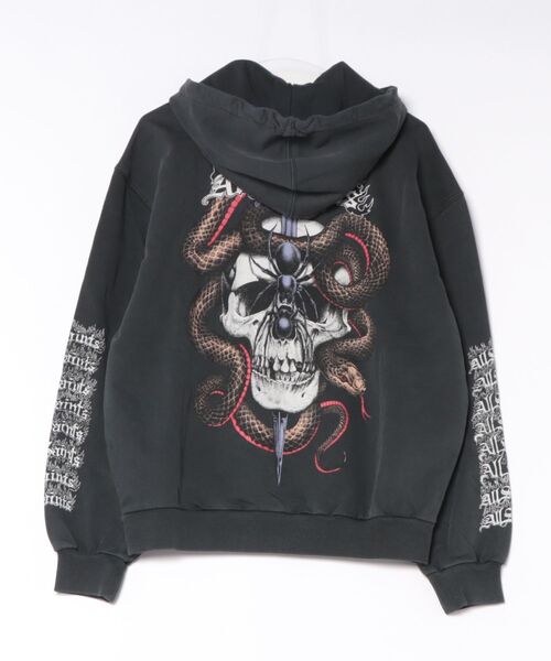 ALLSAINTS(オールセインツ)の「ARAKNID LONG SLEEVE COTTON HOODIE | ARAKNID 長袖 コットン フーディー(パーカー・メンズ・ブラック・S/M/L/XS)」の4枚目の写真