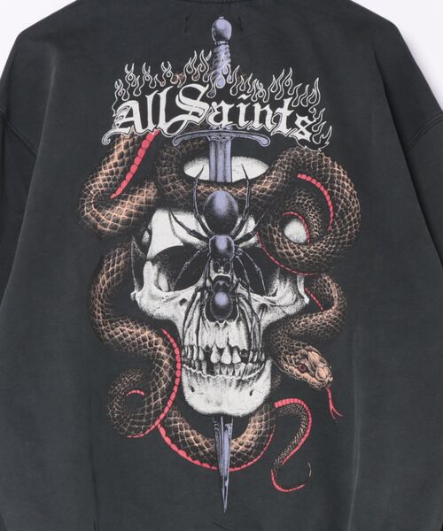 ALLSAINTS(オールセインツ)の「ARAKNID LONG SLEEVE COTTON HOODIE | ARAKNID 長袖 コットン フーディー(パーカー・メンズ・ブラック・S/M/L/XS)」の3枚目の写真