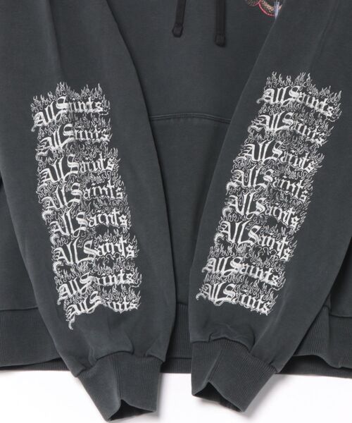 ALLSAINTS(オールセインツ)の「ARAKNID LONG SLEEVE COTTON HOODIE | ARAKNID 長袖 コットン フーディー(パーカー・メンズ・ブラック・S/M/L/XS)」の2枚目の写真