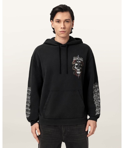 ALLSAINTS(オールセインツ)の「ARAKNID LONG SLEEVE COTTON HOODIE | ARAKNID 長袖 コットン フーディー(パーカー・メンズ・ブラック・S/M/L/XS)」の10枚目の写真