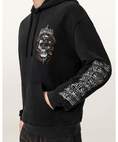 ALLSAINTS(オールセインツ)の「ARAKNID LONG SLEEVE COTTON HOODIE | ARAKNID 長袖 コットン フーディー(パーカー・メンズ・ブラック・S/M/L/XS)」の7枚目の写真
