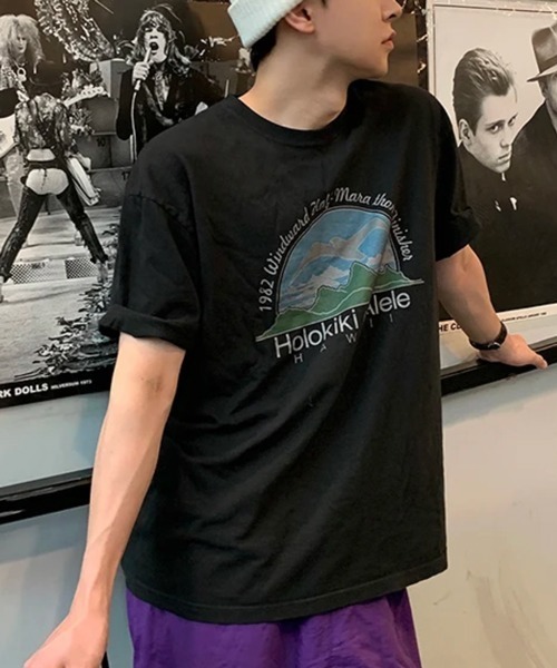 NOWLE(ノウル)の「【NOWLE】80sヴィンテージライク ハワイグラフィック プリント 半袖 Tシャツ(Tシャツ/カットソー・メンズ・ブラック・LARGE/MEDIUM/X-LARGE)」の2枚目の写真