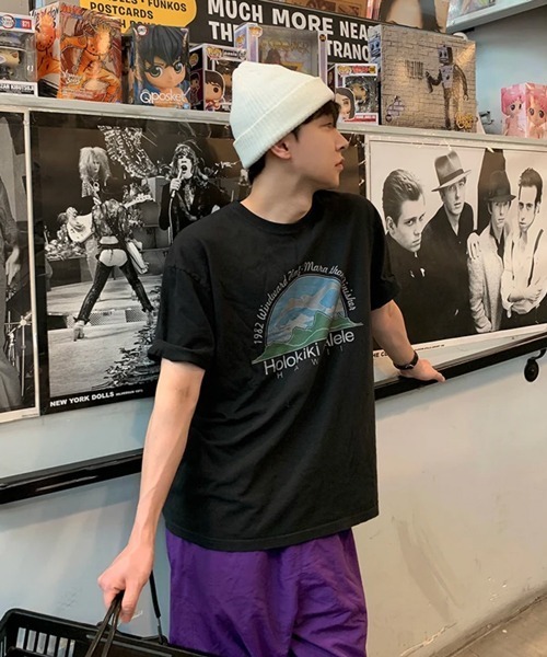 NOWLE(ノウル)の「【NOWLE】80sヴィンテージライク ハワイグラフィック プリント 半袖 Tシャツ(Tシャツ/カットソー・メンズ・ブラック・LARGE/MEDIUM/X-LARGE)」の4枚目の写真