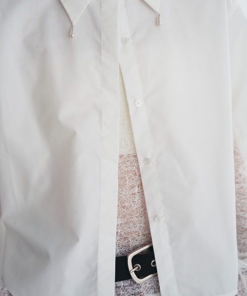 SOEMIN(ソミン)の「Purl short sleeve shirt/襟パール付き半袖シャツ(シャツ/ブラウス・レディース・ホワイト/ブラック/サックスブルー・FREE)」の9枚目の写真