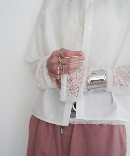 SOEMIN(ソミン)の「Purl short sleeve shirt/襟パール付き半袖シャツ(シャツ/ブラウス・レディース・ホワイト/ブラック/サックスブルー・FREE)」の10枚目の写真