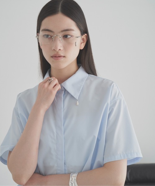 SOEMIN(ソミン)の「Purl short sleeve shirt/襟パール付き半袖シャツ(シャツ/ブラウス・レディース・ホワイト/ブラック/サックスブルー・FREE)」の20枚目の写真