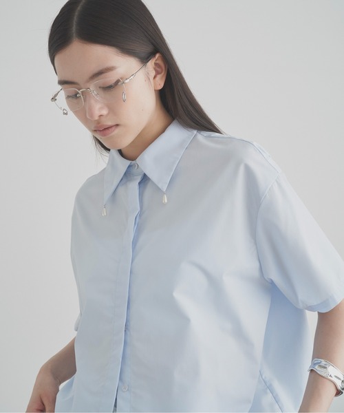 SOEMIN(ソミン)の「Purl short sleeve shirt/襟パール付き半袖シャツ(シャツ/ブラウス・レディース・ホワイト/ブラック/サックスブルー・FREE)」の21枚目の写真