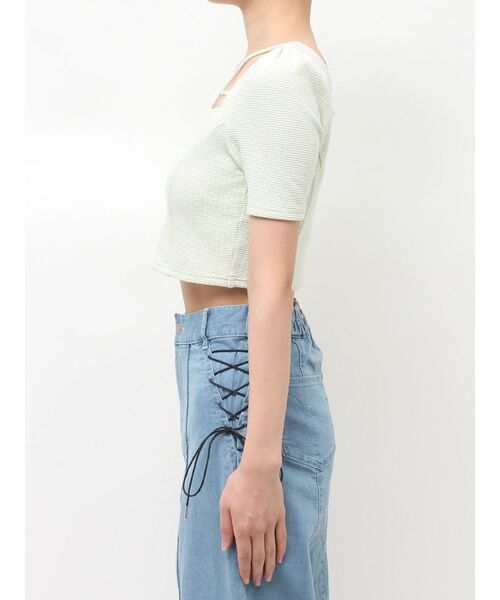 EATME(イートミー)の「ロゴ刺しゅうスクエアリブTOP(Tシャツ/カットソー・レディース・ブラック/オフホワイト/グリーン・MEDIUM/SMALL)」の22枚目の写真