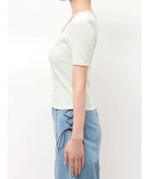 EATME(イートミー)の「ロゴ刺しゅうスクエアリブTOP(Tシャツ/カットソー・レディース・ブラック/オフホワイト/グリーン・MEDIUM/SMALL)」の11枚目の写真