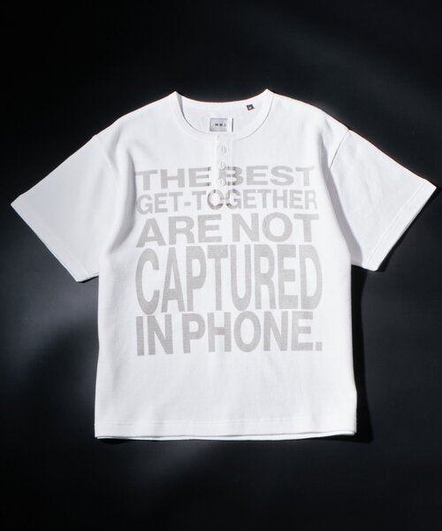 WHO'S WHO gallery(フーズフーギャラリー)の「メッセージワッフルヘンリーS/S TEE(Tシャツ/カットソー・レディース・チャコールグレー/ホワイト/サックスブルー/グレー・SMALL/MEDIUM)」の1枚目の写真