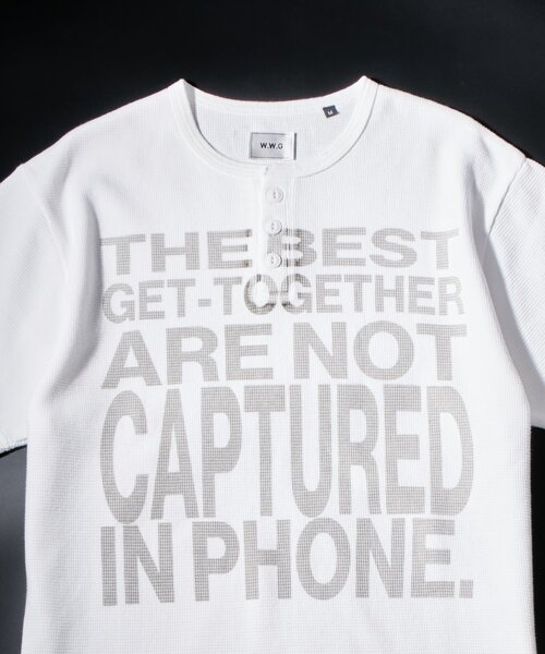 WHO'S WHO gallery(フーズフーギャラリー)の「メッセージワッフルヘンリーS/S TEE(Tシャツ/カットソー・レディース・チャコールグレー/ホワイト/サックスブルー/グレー・SMALL/MEDIUM)」の12枚目の写真