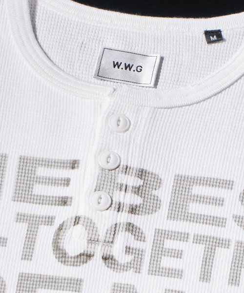 WHO'S WHO gallery(フーズフーギャラリー)の「メッセージワッフルヘンリーS/S TEE(Tシャツ/カットソー・レディース・チャコールグレー/ホワイト/サックスブルー/グレー・SMALL/MEDIUM)」の11枚目の写真