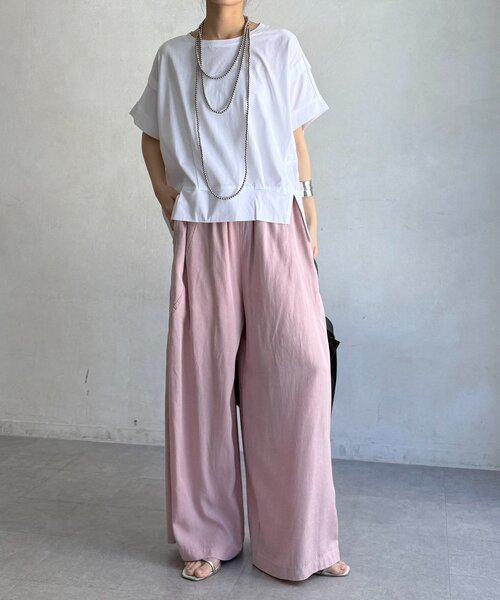 DouDou(ドゥドゥ)の「袖タックカットトップス(Tシャツ/カットソー・レディース・チャコールグレー/ブラック/レッド/オフホワイト・FREE)」の13枚目の写真