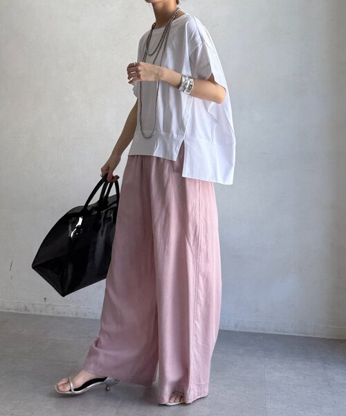 DouDou(ドゥドゥ)の「袖タックカットトップス(Tシャツ/カットソー・レディース・チャコールグレー/ブラック/レッド/オフホワイト・FREE)」の14枚目の写真