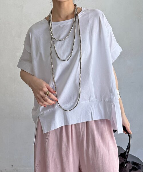 DouDou(ドゥドゥ)の「袖タックカットトップス(Tシャツ/カットソー・レディース・チャコールグレー/ブラック/レッド/オフホワイト・FREE)」の18枚目の写真