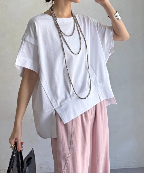 DouDou(ドゥドゥ)の「袖タックカットトップス(Tシャツ/カットソー・レディース・チャコールグレー/ブラック/レッド/オフホワイト・FREE)」の19枚目の写真