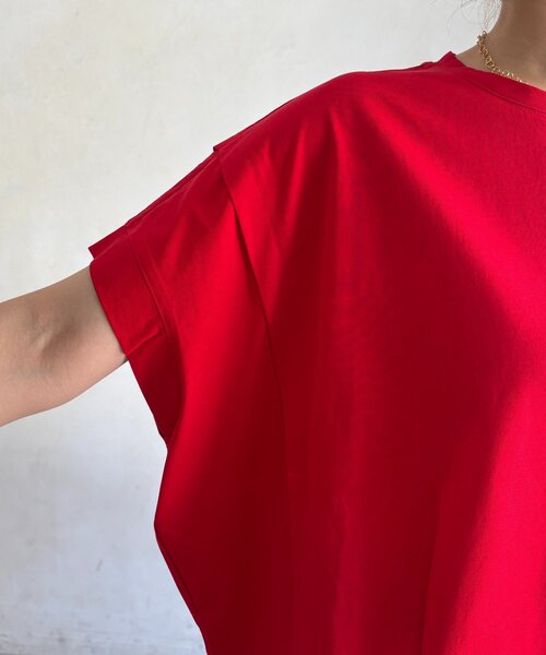 DouDou(ドゥドゥ)の「袖タックカットトップス(Tシャツ/カットソー・レディース・チャコールグレー/ブラック/レッド/オフホワイト・FREE)」の7枚目の写真